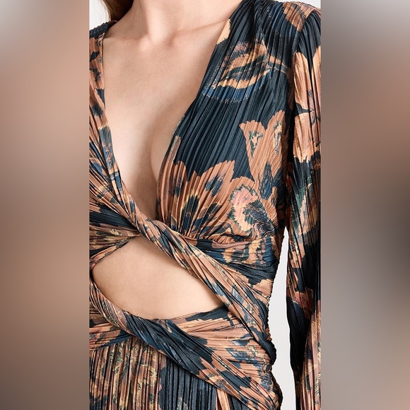 Significant Other Anthropologie Gold Tapestry Lori Floral Print TwistFront Dress - Picture 5 of 7